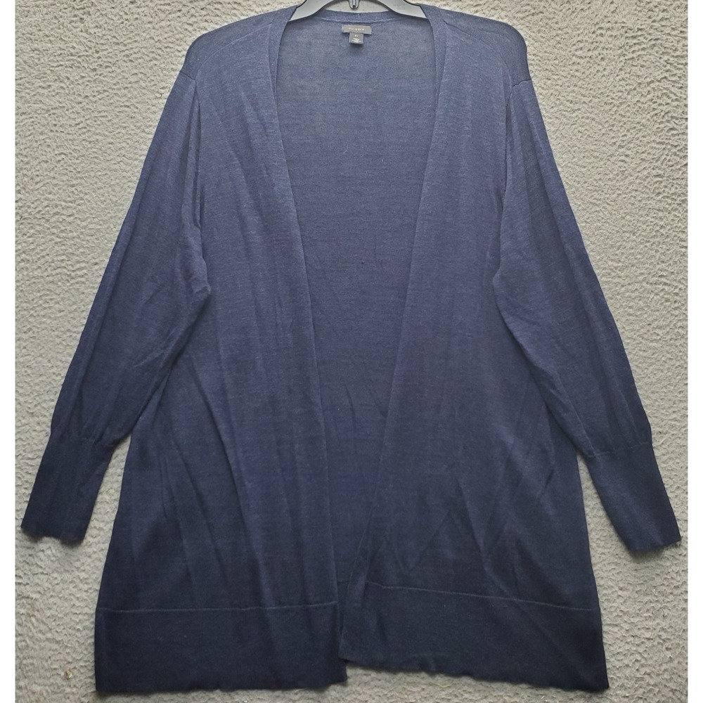 Halogen Cardigan Womens 3X Navy Tight Knit Linen Blend‎ Raglan Sleeve Open Front